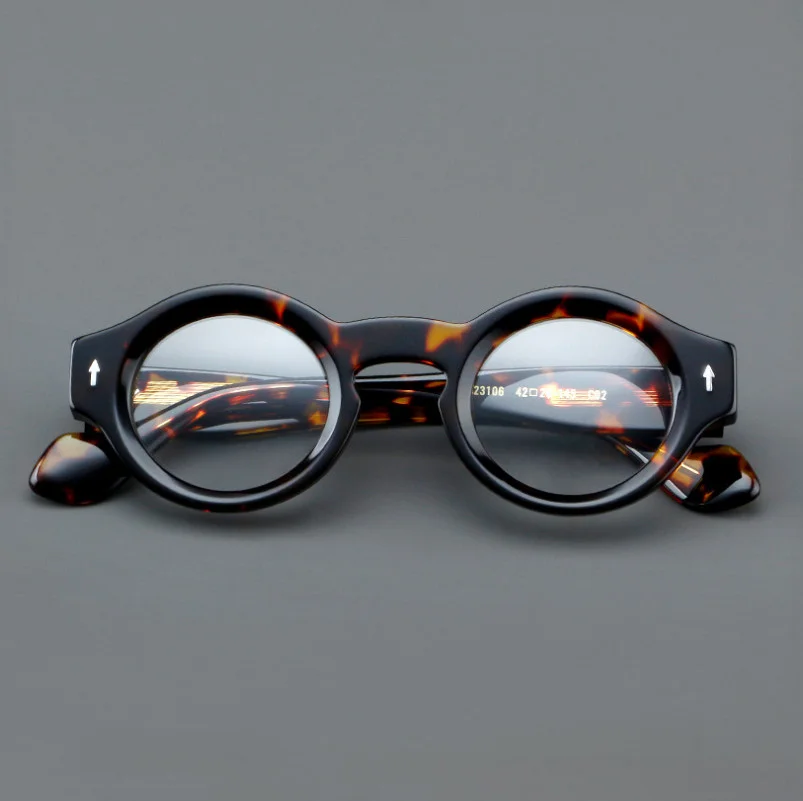 Men Women Acetate Frame Eyeglasses Clear Lens Fashion Round Glasses Frames New 4